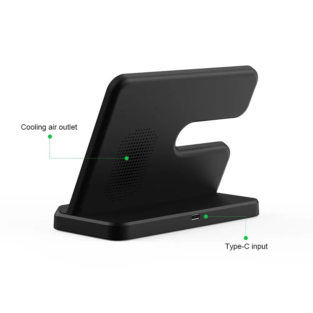GY-Q10B 3 in 1 Fast Charger Pad Wireless Charging Station for Qi Standard Phone / Samsung Galaxy Watch / Earphone