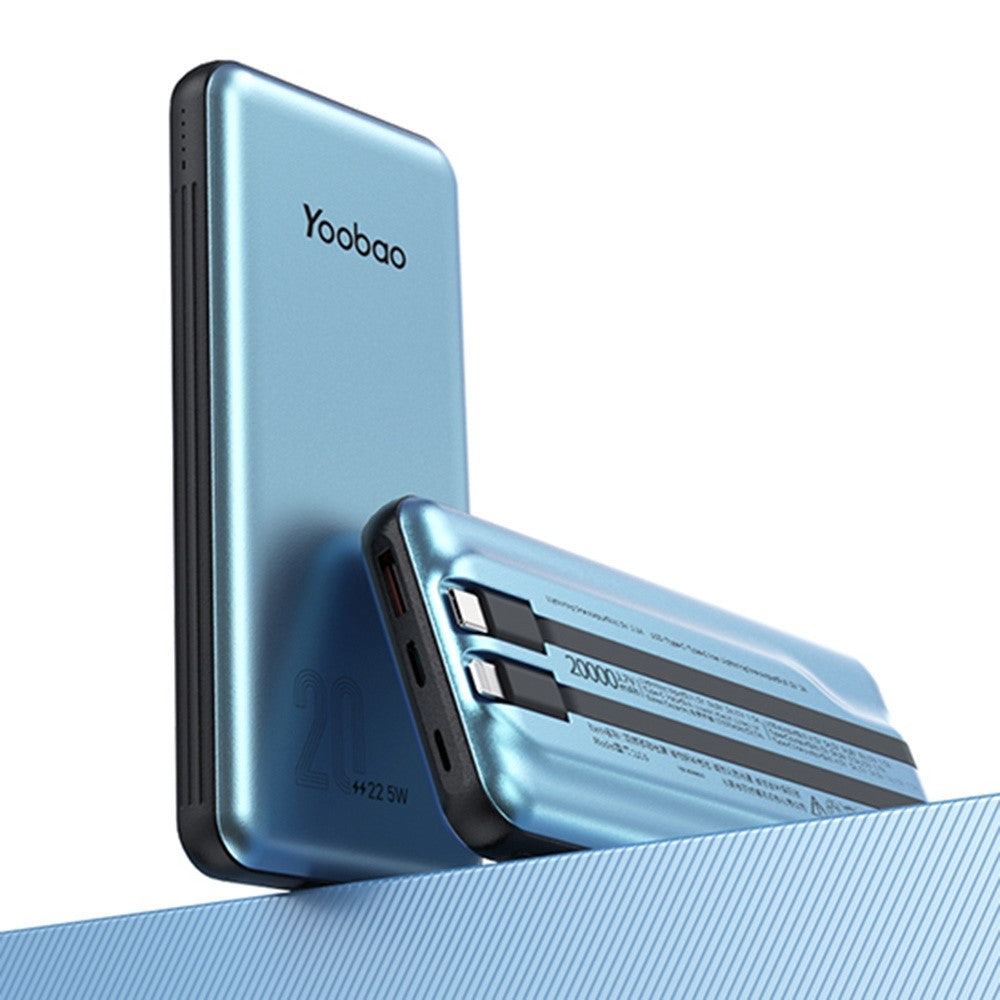 YOOBAO LC6 20000mAh Power Bank Fast Charging External Battery with Built-in Type C+Lightning Cable