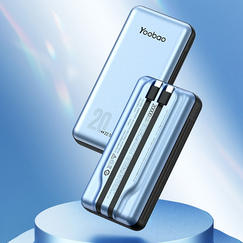 YOOBAO LC6 20000mAh Power Bank Fast Charging External Battery with Built-in Type C+Lightning Cable