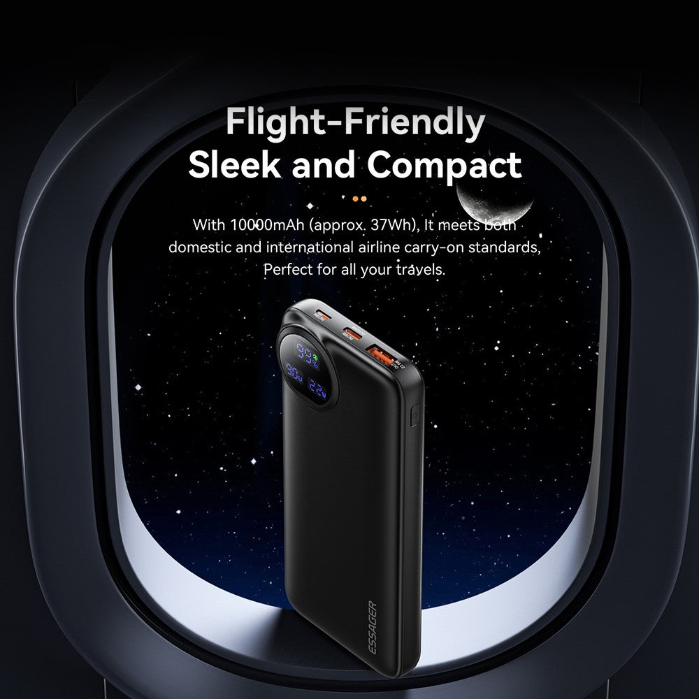 ESSAGER 20000mAh Power Bank with Type-C + iP Cables 22.5W Fast Charging Digital Display Battery Pack