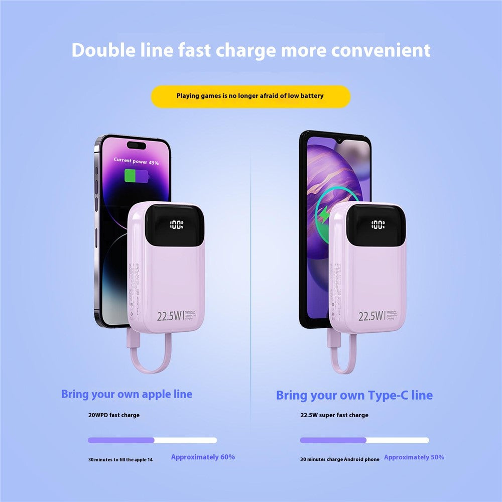 K0088A 20000mAh Power Bank 22.5W Fast Charging Portable Charger with Type-C / iP Cable for Mobile Devices