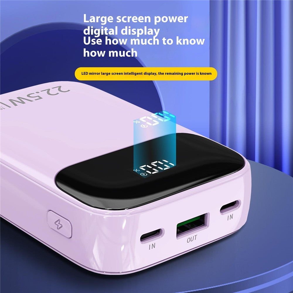 K0088A 20000mAh Power Bank 22.5W Fast Charging Portable Charger with Type-C / iP Cable for Mobile Devices