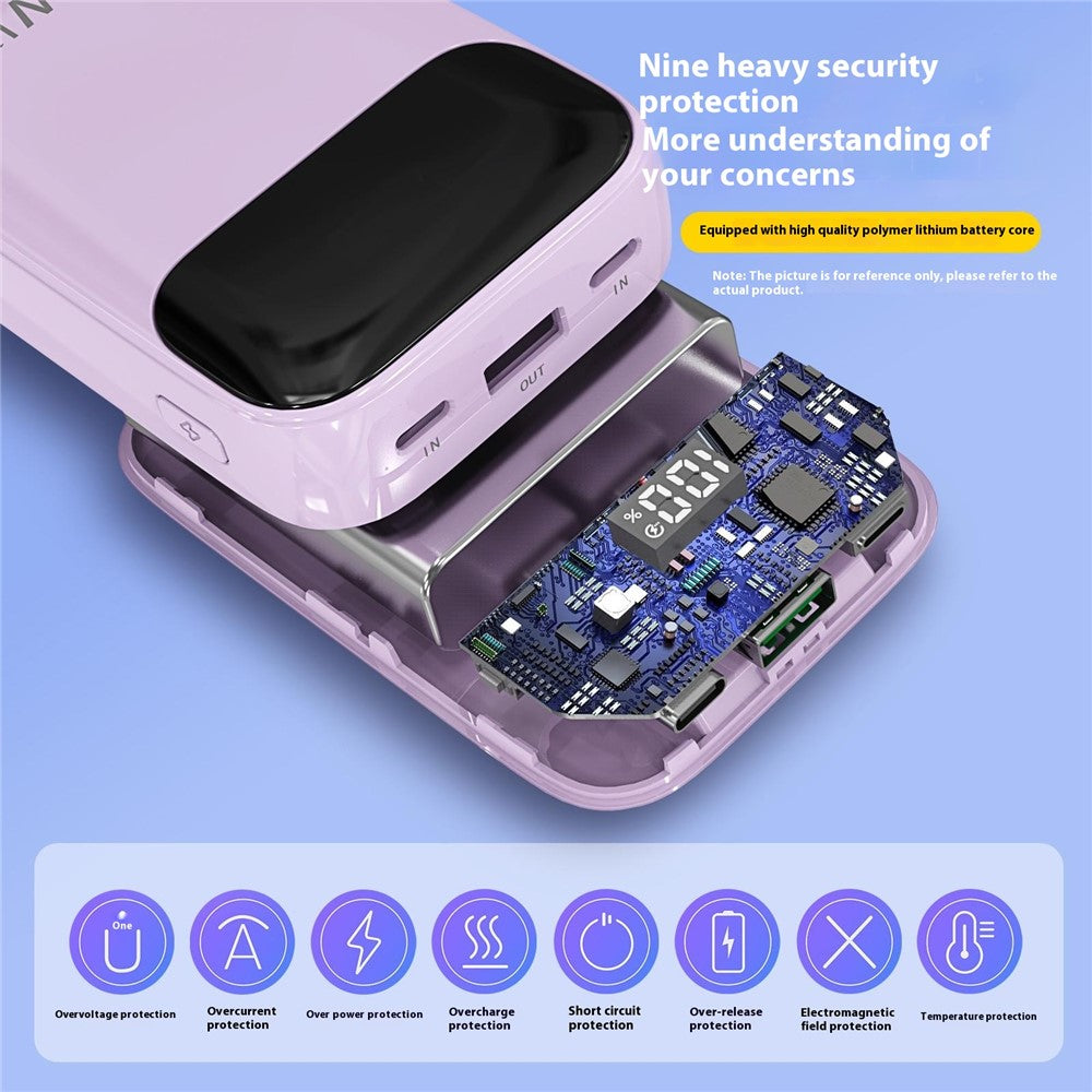 K0088A 20000mAh Power Bank 22.5W Fast Charging Portable Charger with Type-C / iP Cable for Mobile Devices