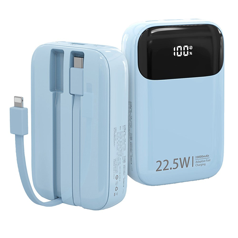 K0088A 20000mAh Power Bank 22.5W Fast Charging Portable Charger with Type-C / iP Cable for Mobile Devices