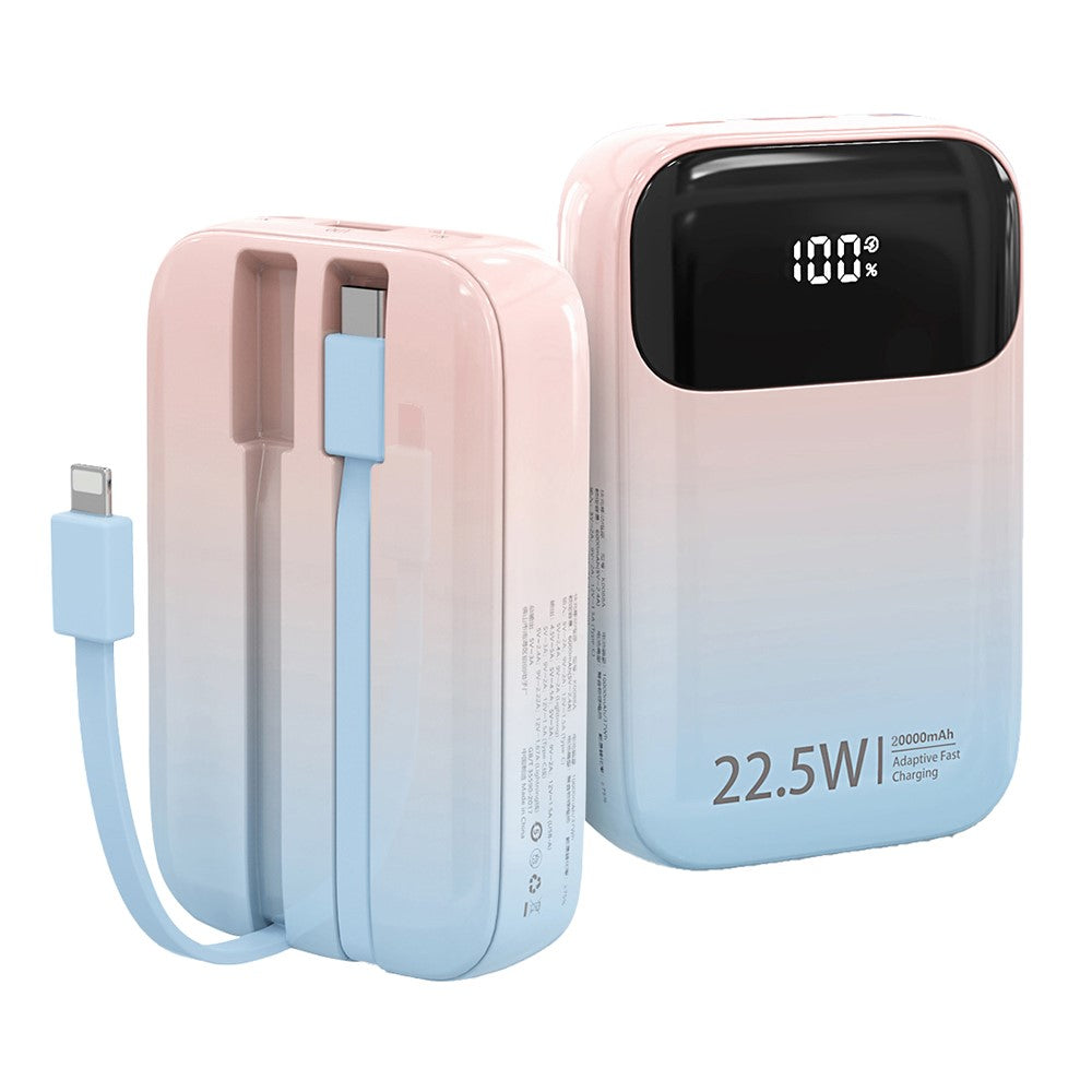 K0088A 20000mAh Power Bank 22.5W Fast Charging Portable Charger with Type-C / iP Cable for Mobile Devices