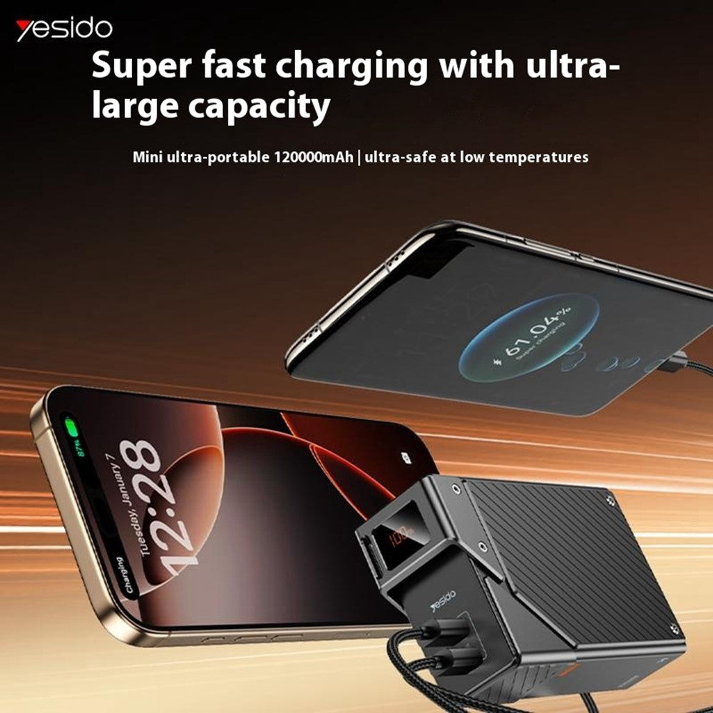 YESIDO YP76 20000mAh Power Bank 65W Fast Charging Portable Charger with Lanyard for Smartphone  /  Laptop