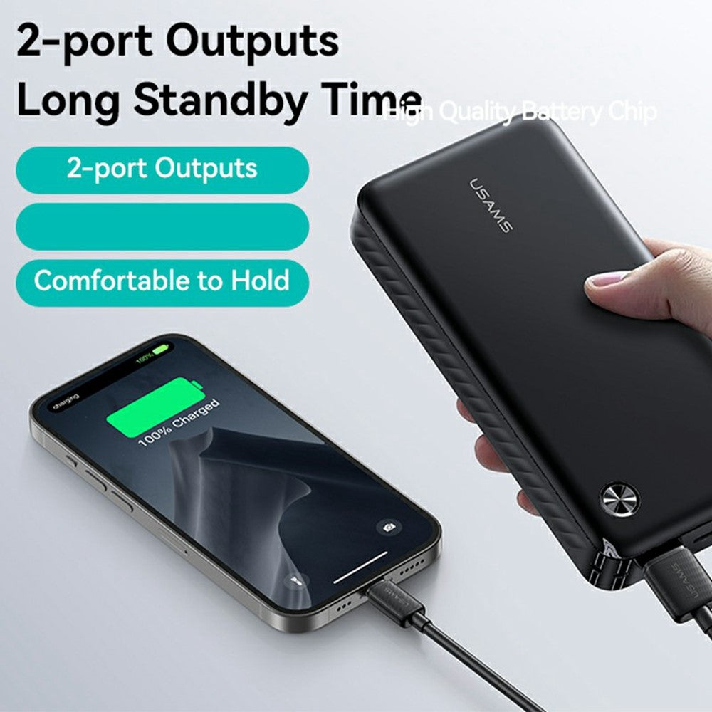 USAMS PB83 CD254 20000mAh Power Bank with 2 USB Outputs Portable Charger for Android iPhone