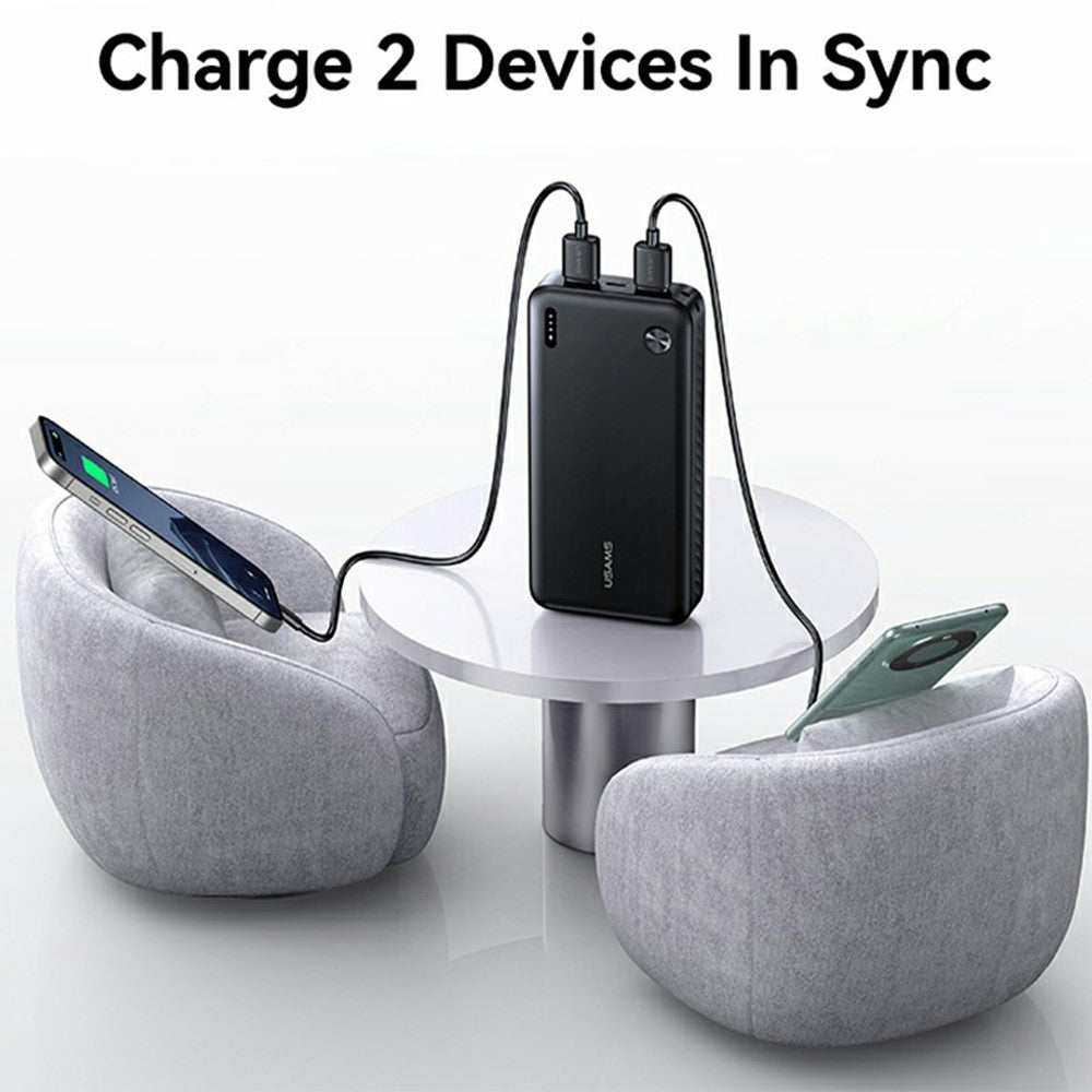 USAMS PB83 CD254 20000mAh Power Bank with 2 USB Outputs Portable Charger for Android iPhone