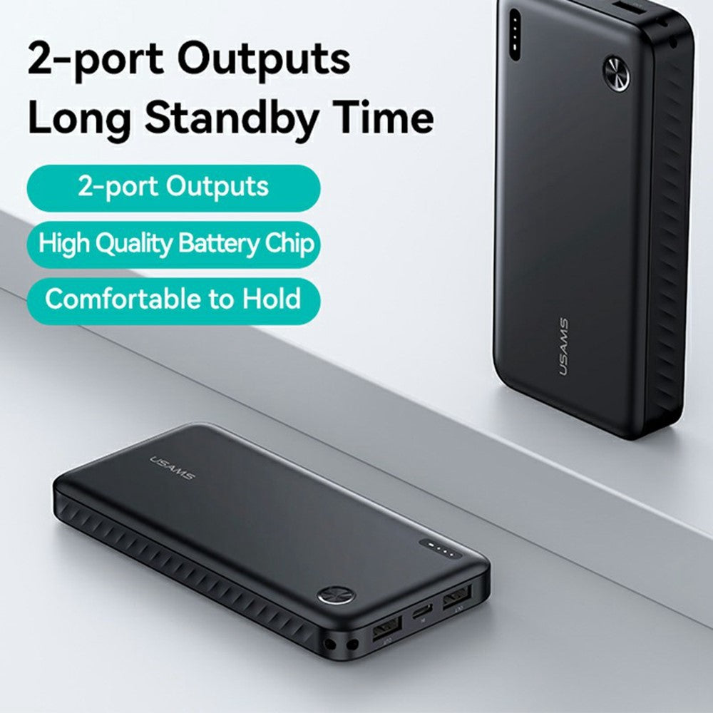 USAMS PB83 CD254 20000mAh Power Bank with 2 USB Outputs Portable Charger for Android iPhone