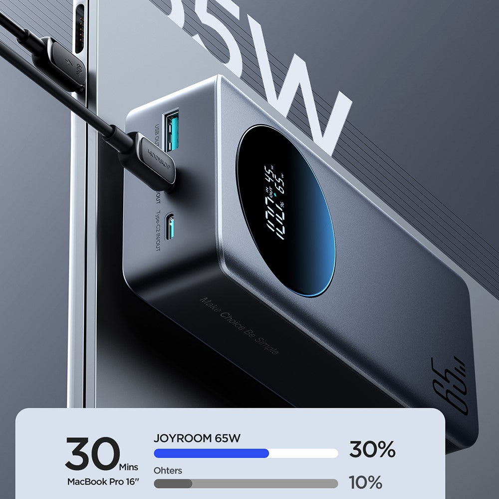 JOYROOM JR-PBF05 Pro 65W Power Bank 30000mAh Digital Display Super Fast Charging Phone Charger