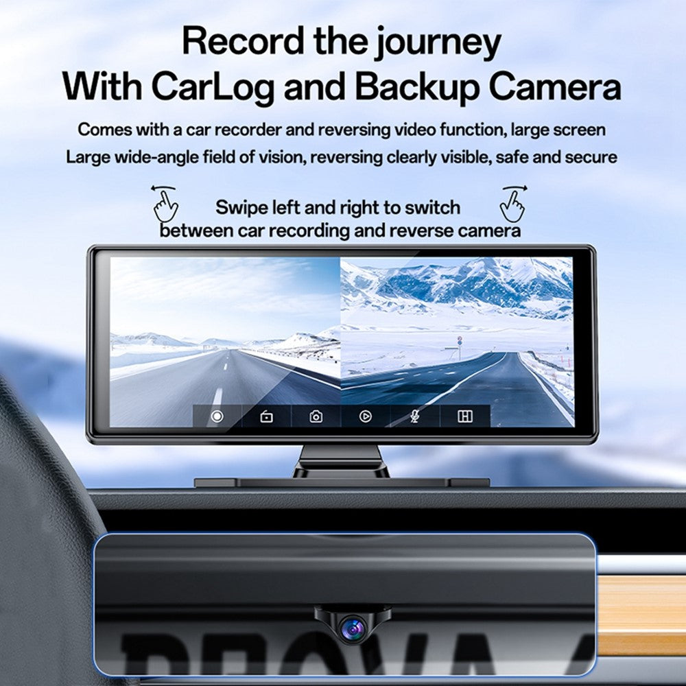 YESIDO KM19 Bluetooth-compatible Car Stereo Carplay 10.26 inch Touch Screen Car Driving Recorder with Rear Camera and 32G TF Card