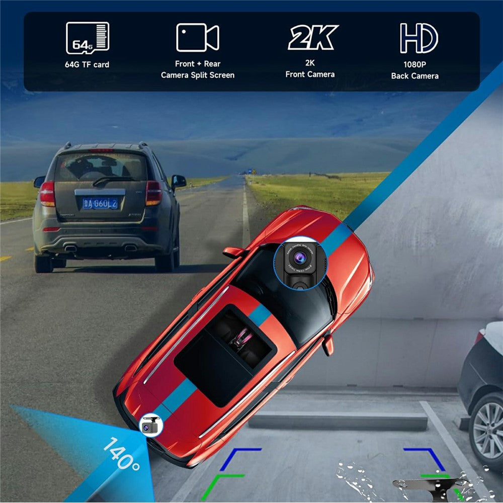W514B 10.26 Inch Portable CarPlay Screen 1080P Dual Recording AHD Camera with 64G TF Card