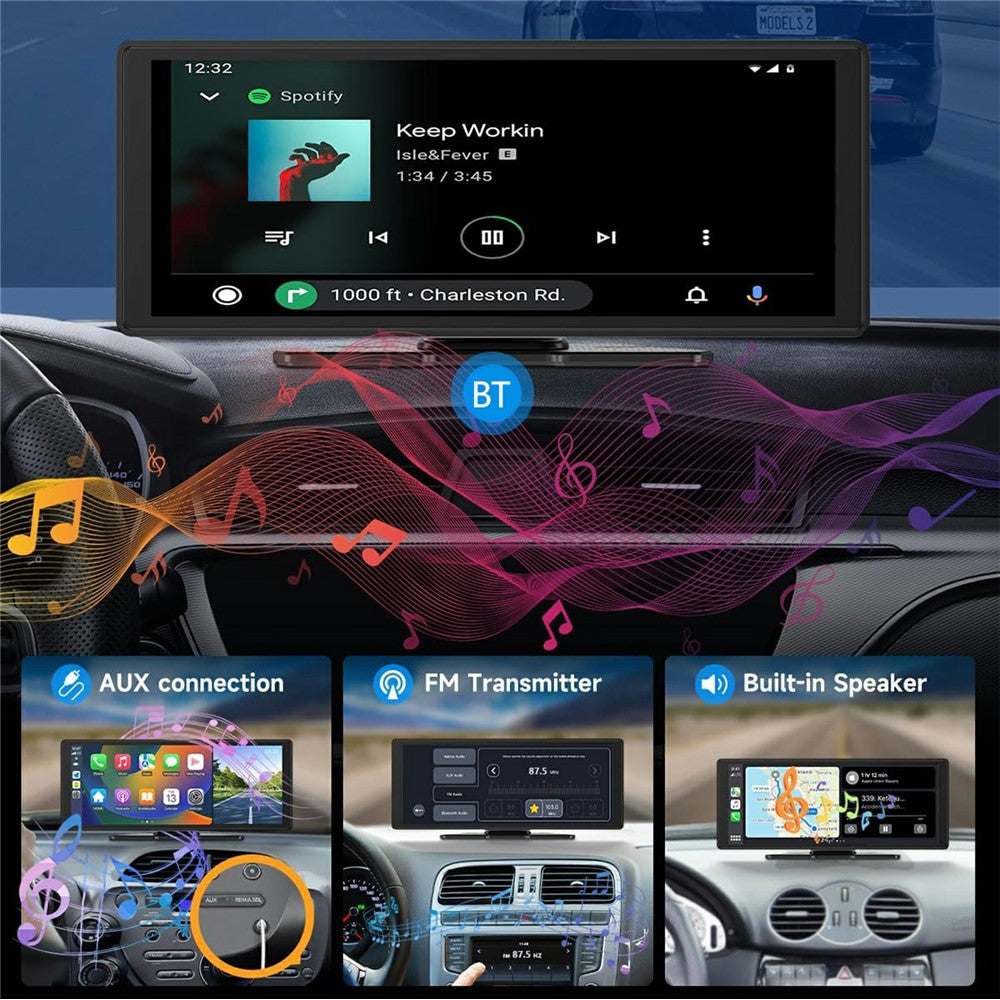 W514B 10.26 Inch Portable CarPlay Screen 1080P Dual Recording AHD Camera with 64G TF Card