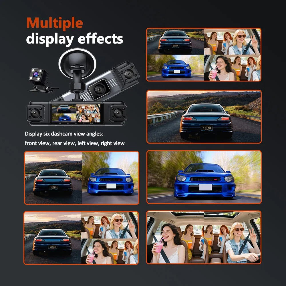3.0 Inch IPS Screen 1080P HD Recording Dash Cam for Car 4 Lens Front Rear Side View Vehicle DVR