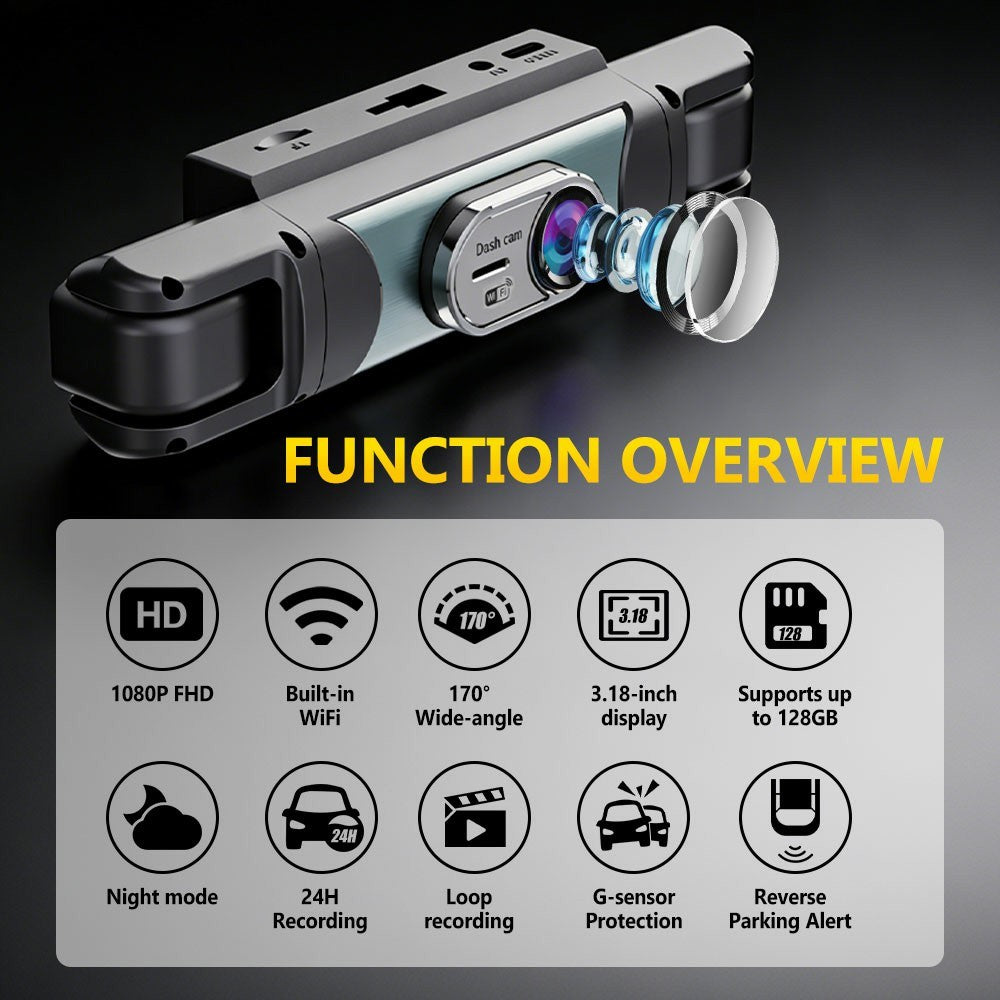 C315 4-Channel 1080P WiFi Dash Cam Parking Monitor G-sensor Loop Recording Night Vision Backup Camera