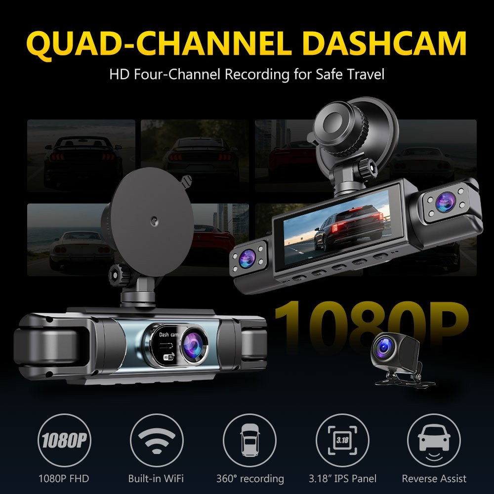 C315 4-Channel 1080P WiFi Dash Cam Parking Monitor G-sensor Loop Recording Night Vision Backup Camera