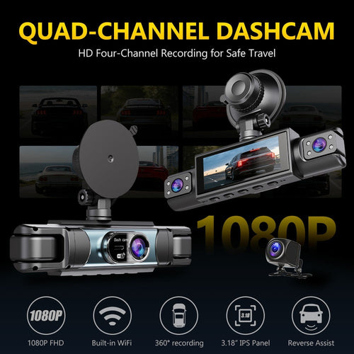 C315 4-Channel 1080P WiFi Dash Cam Parking Monitor G-sensor Loop Recording Night Vision Backup Camera