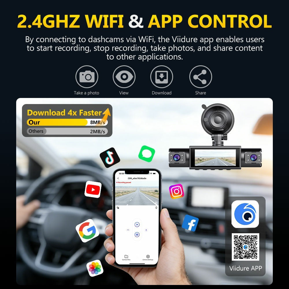 C315 4-Channel 1080P WiFi Dash Cam Parking Monitor G-sensor Loop Recording Night Vision Backup Camera