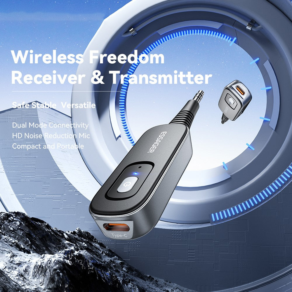 ESSAGER EBT51-LX0G-P Car Audio Bluetooth-compatible Transmitter Receiver 3.5mm Aux Adapter for Speaker Amplifier
