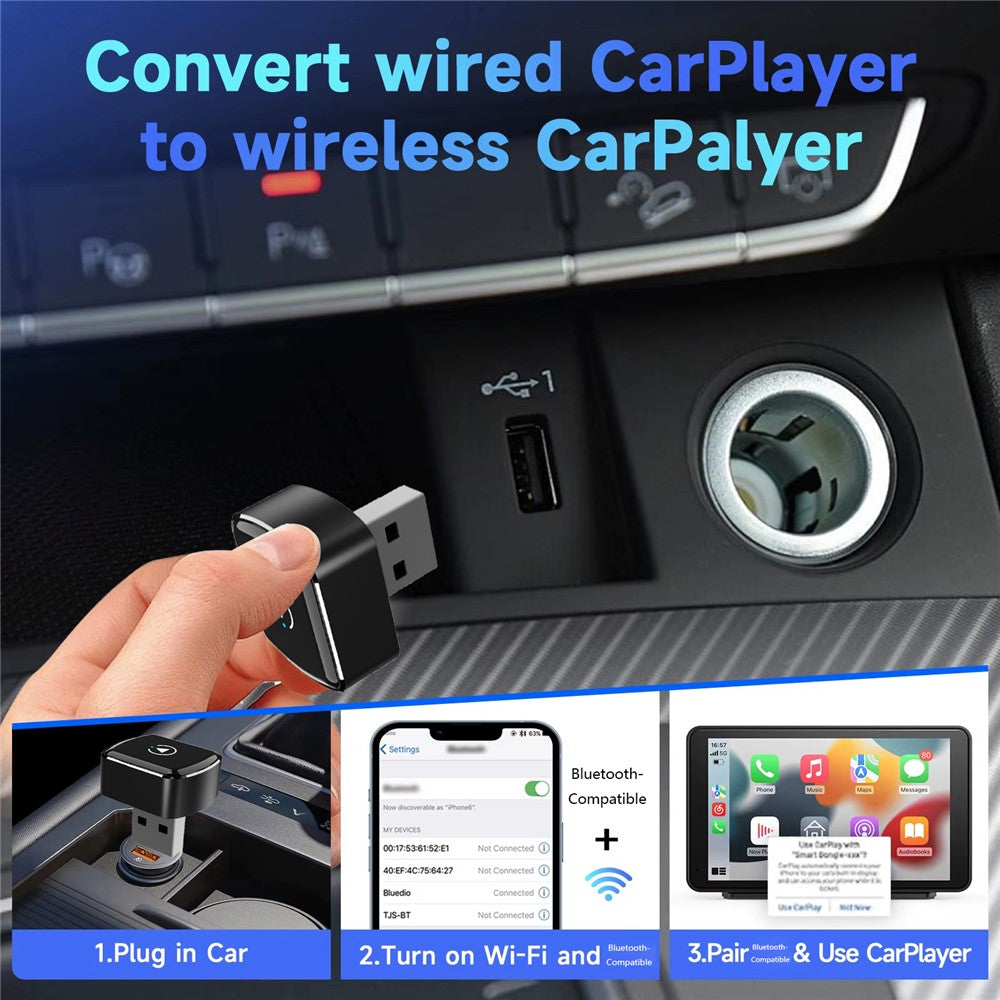 M26 2 in 1 For CarPlay  /  Android Auto Wired to Wireless Car Adapter 5.8G / 2.4G Dual Band WiFi Bluetooth-compatible USB Dongle