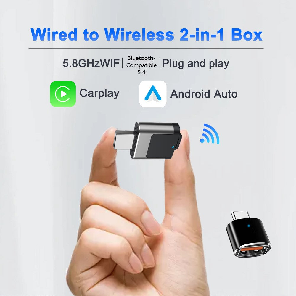 M29 2 in 1 Wireless CarPlay AI Box Plug and Play Android Auto Wired to Wireless Car Adapter