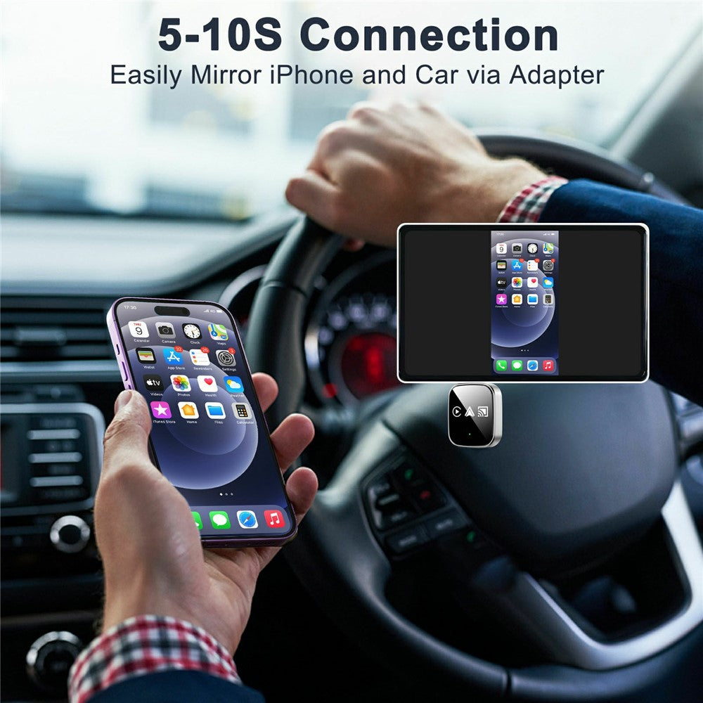 TYS-4222M 3 in 1 Mirror Wireless Car Play Adapter for Car Play / Android Auto Vehicles Wired to Wireless Converter Support Airplay