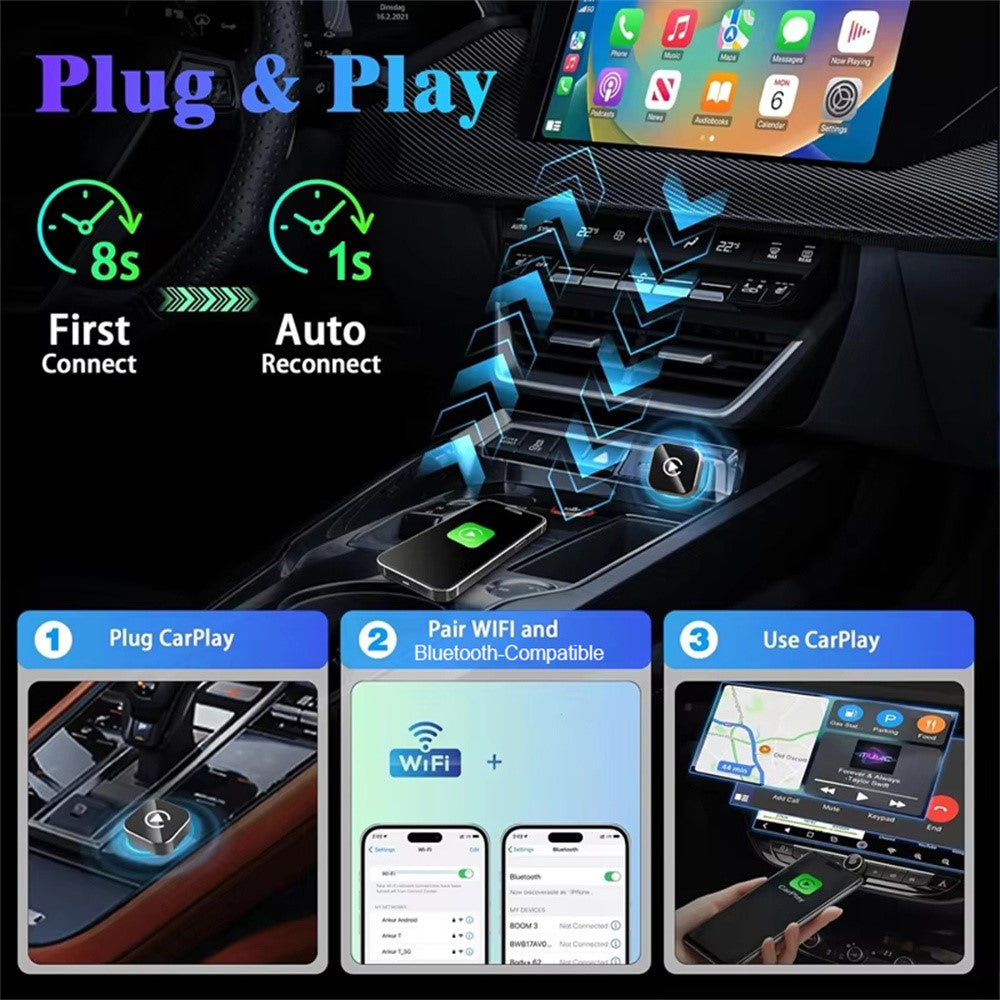 Q1A Wired to Wireless Carplay  /  Android Auto 2 in 1 Dongle Auto Connect Mini Adapter