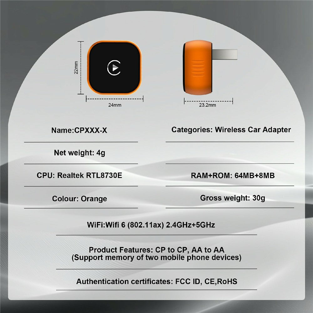 CP031-1 2 in 1 Car AI Box WiFi / Bluetooth-compatible Wireless CarPlay Android Auto Adapter USB Dongle