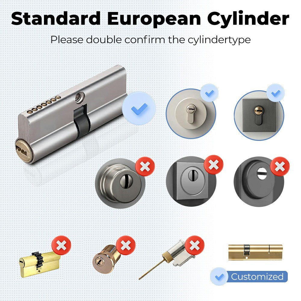 MS001-B-BLU APP Control Smart Door Lock Bluetooth-compatible Fingerprint Lock Cylinder Password Card Unlock