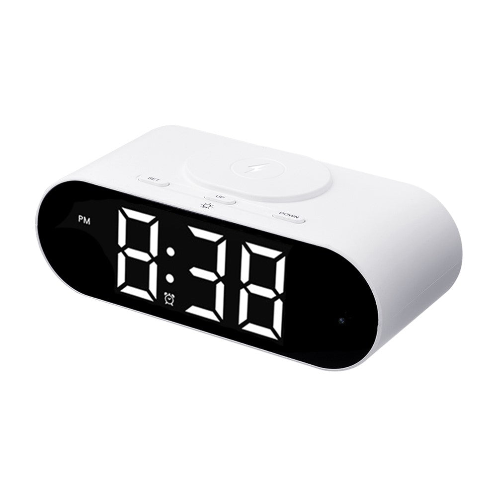 4K Hidden Camera Wireless WiFi Security Alarm Camera Base Phone Charger with Clock Function