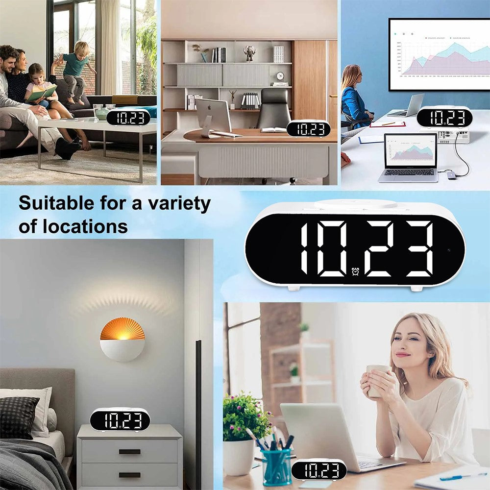 4K Hidden Camera Wireless WiFi Security Alarm Camera Base Phone Charger with Clock Function