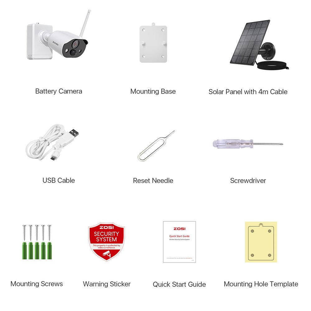ZOSI 2K Wireless Security Camera 3MP Color Night Vision Two Way Audio Camera, with 64GB SD Card
