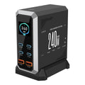 HHW 240W GaN USB-C 6-Port Charger Station PD Power Adapter with Color Display for Phone / Laptop / Earphones