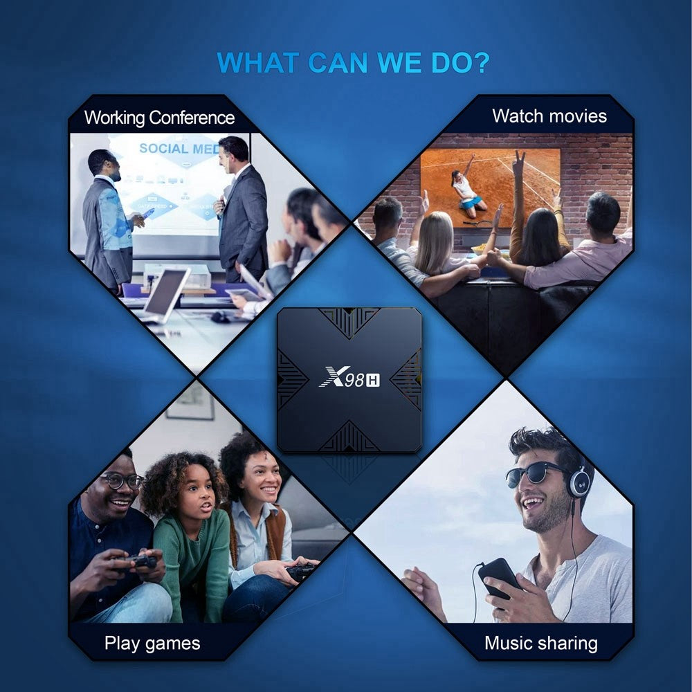 X98H Android TV Box 12.0 Allwinner H618 Quad-Core Streaming Media Player Support Dual WiFi 2.4GHz / 5GHz 4K Output 100M LAN Ethernet (4G+32G)