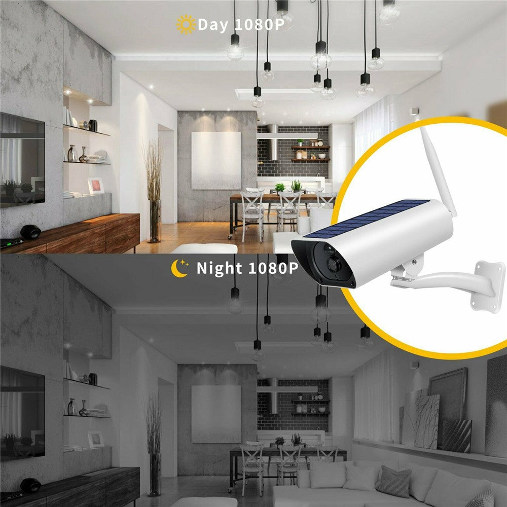 YFY Solar Powered Camera WiFi Network Webcam Waterproof Intelligent Wireless Security Camera Home Surveillance (Without Battery)