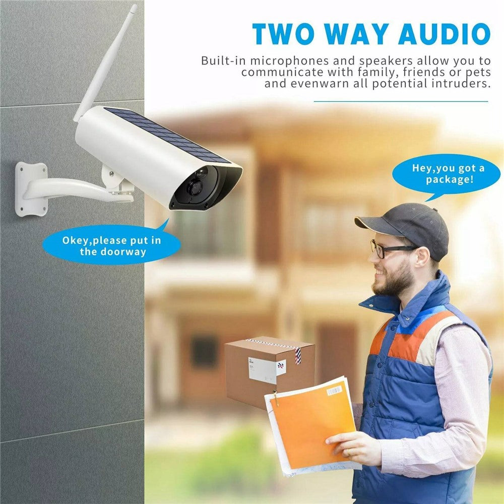 YFY Solar Powered Camera WiFi Network Webcam Waterproof Intelligent Wireless Security Camera Home Surveillance (Without Battery)