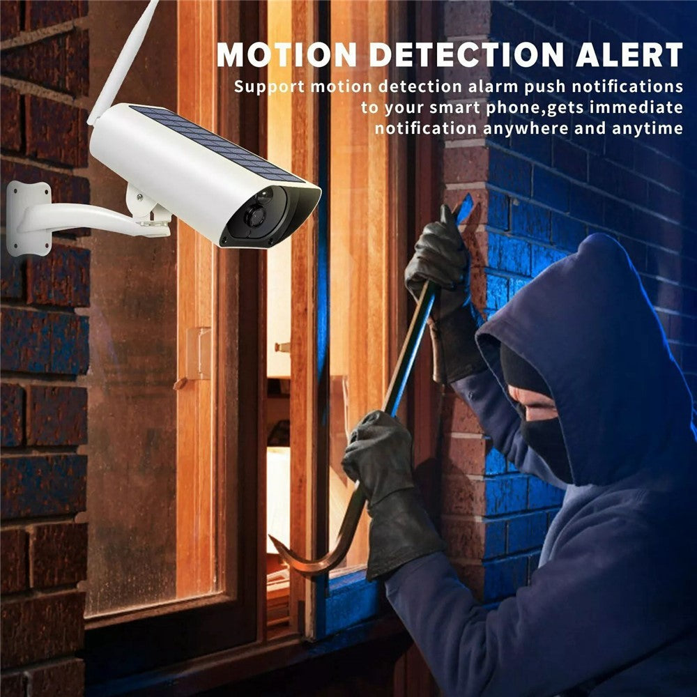 YFY Solar Powered Camera WiFi Network Webcam Waterproof Intelligent Wireless Security Camera Home Surveillance (Without Battery)
