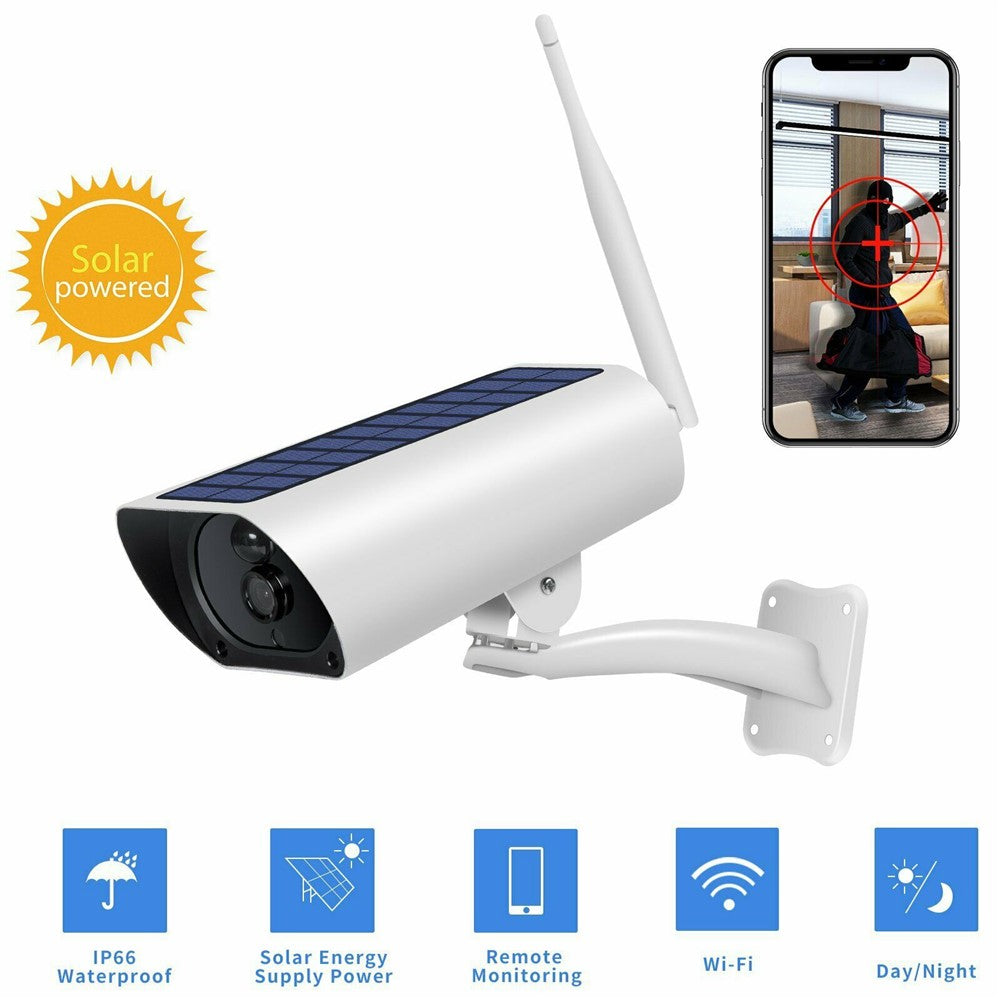 YFY Solar Powered Camera WiFi Network Webcam Waterproof Intelligent Wireless Security Camera Home Surveillance (Without Battery)
