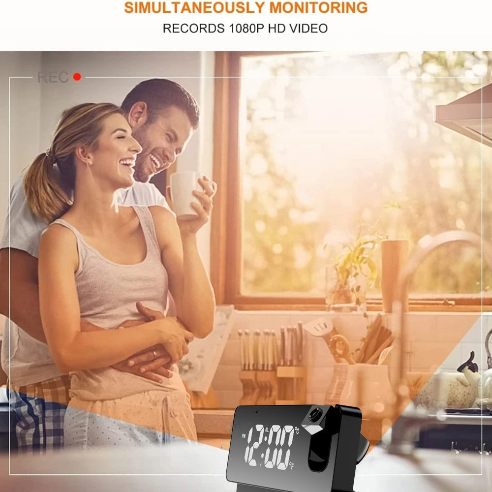 Projection Alarm Clock WiFi Camera for Bedroom Living Room HD 1080P Home Security Wireless Camera
