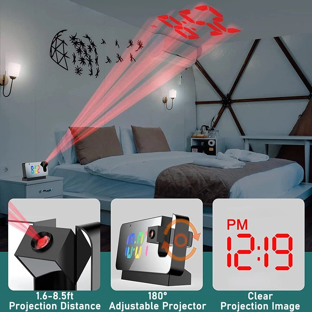 Projection Alarm Clock WiFi Camera for Bedroom Living Room HD 1080P Home Security Wireless Camera
