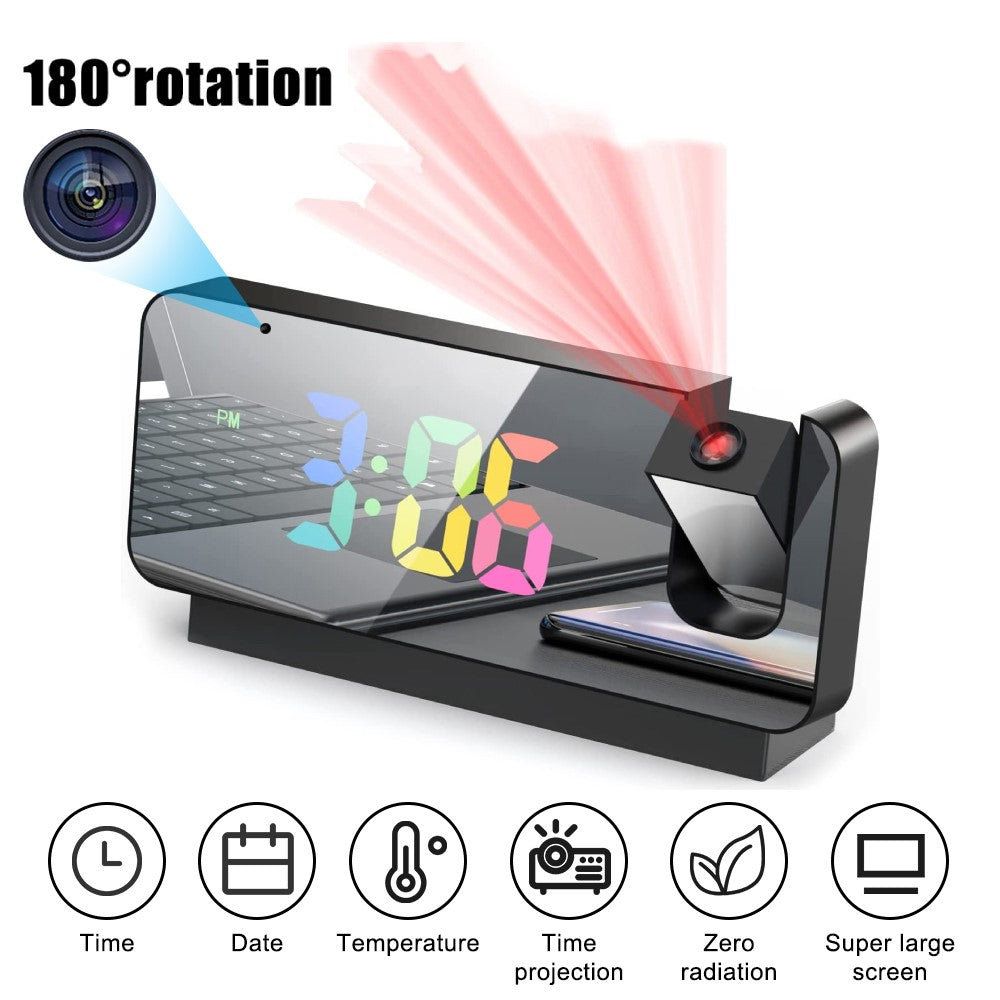 Projection Alarm Clock WiFi Camera for Bedroom Living Room HD 1080P Home Security Wireless Camera