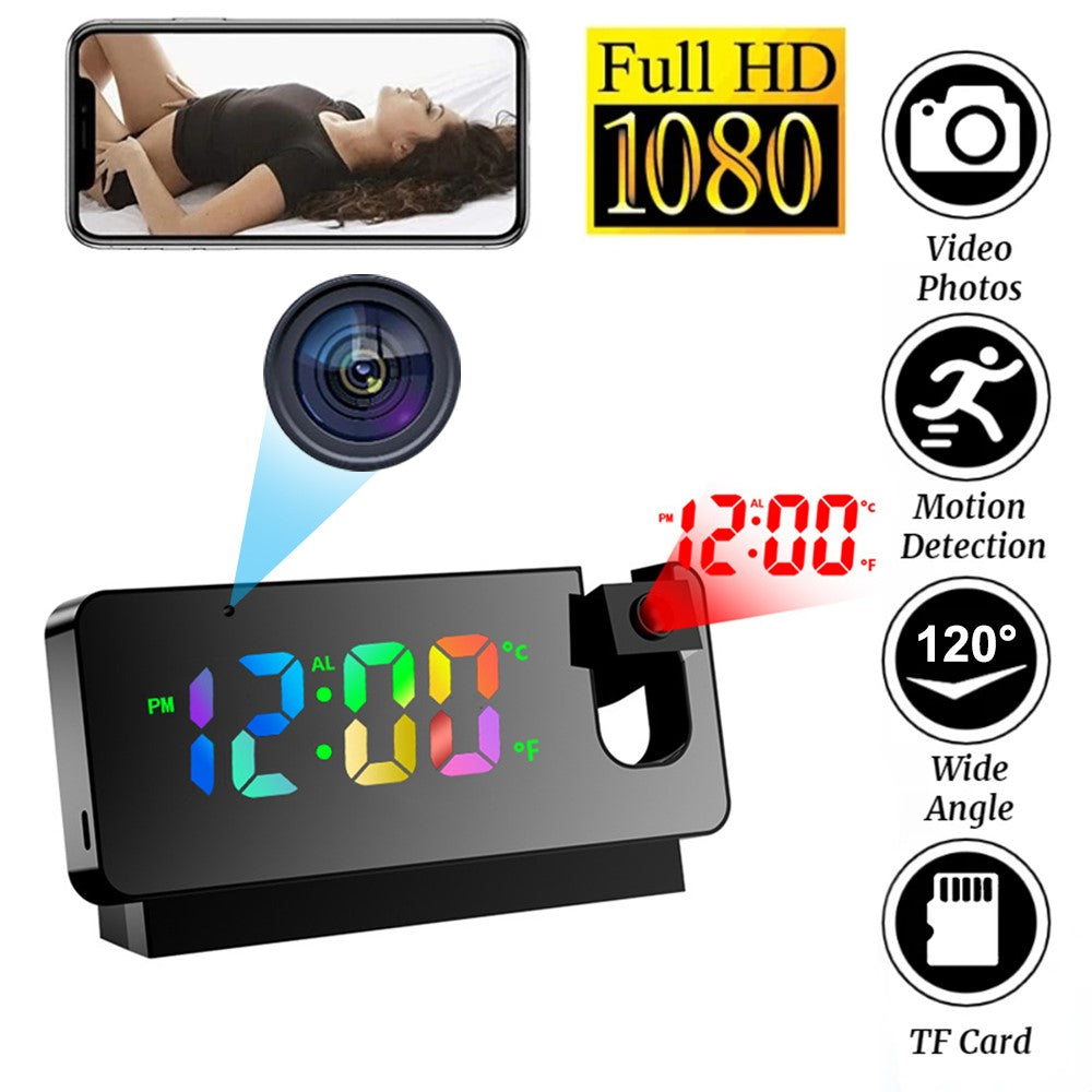 Projection Alarm Clock WiFi Camera for Bedroom Living Room HD 1080P Home Security Wireless Camera