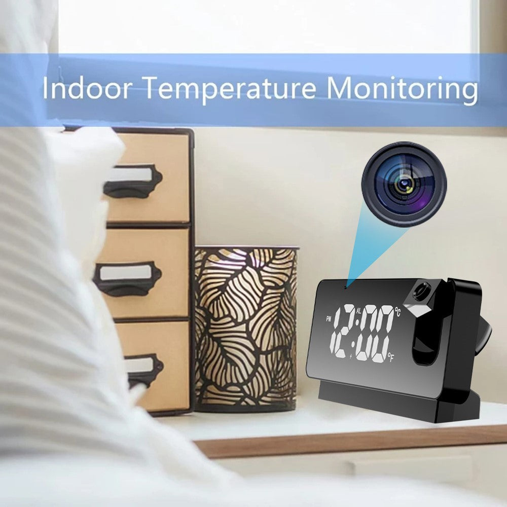 Projection Alarm Clock WiFi Camera for Bedroom Living Room HD 1080P Home Security Wireless Camera