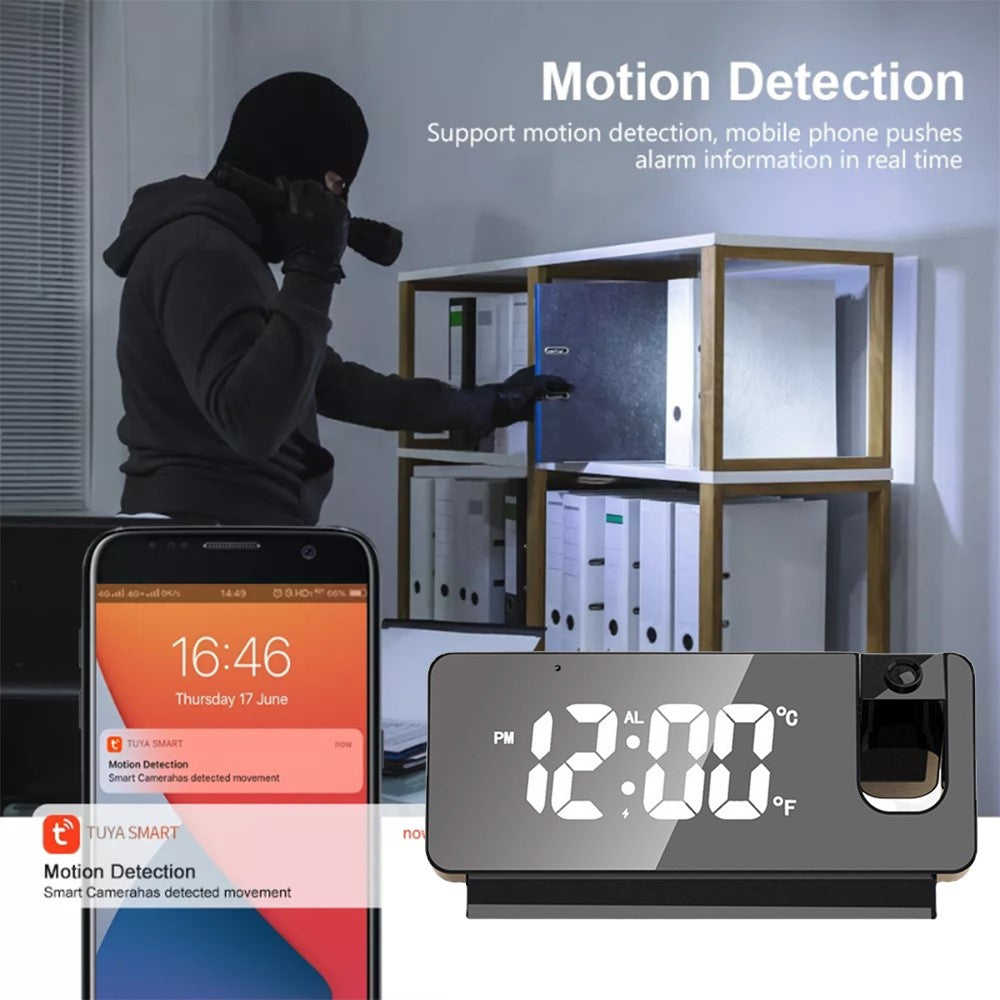Projection Alarm Clock WiFi Camera for Bedroom Living Room HD 1080P Home Security Wireless Camera