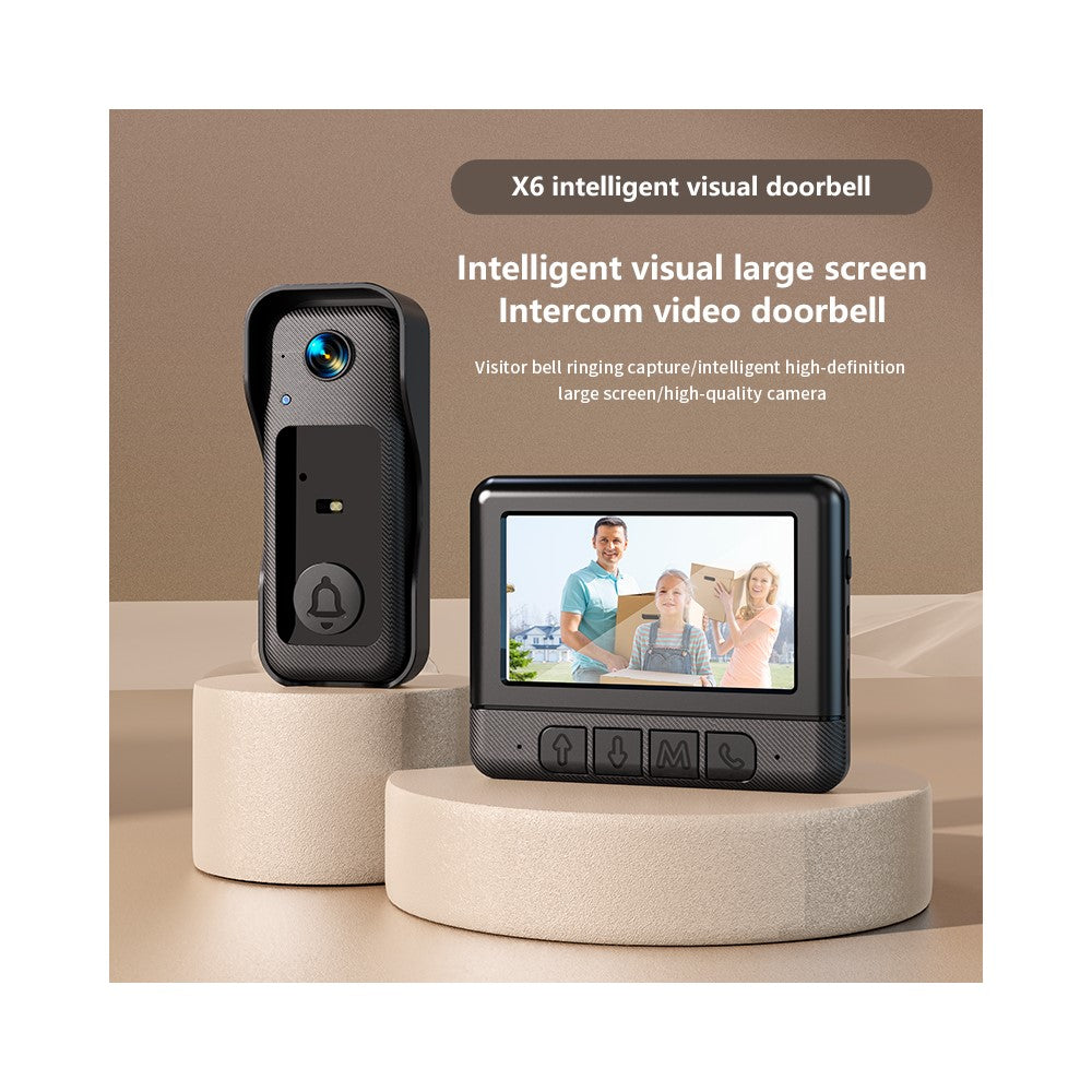 X6 Smart Video Doorbell Camera with 64G Memory Card 4.3 inch Display Wireless Intercom Infrared HD Night Vision