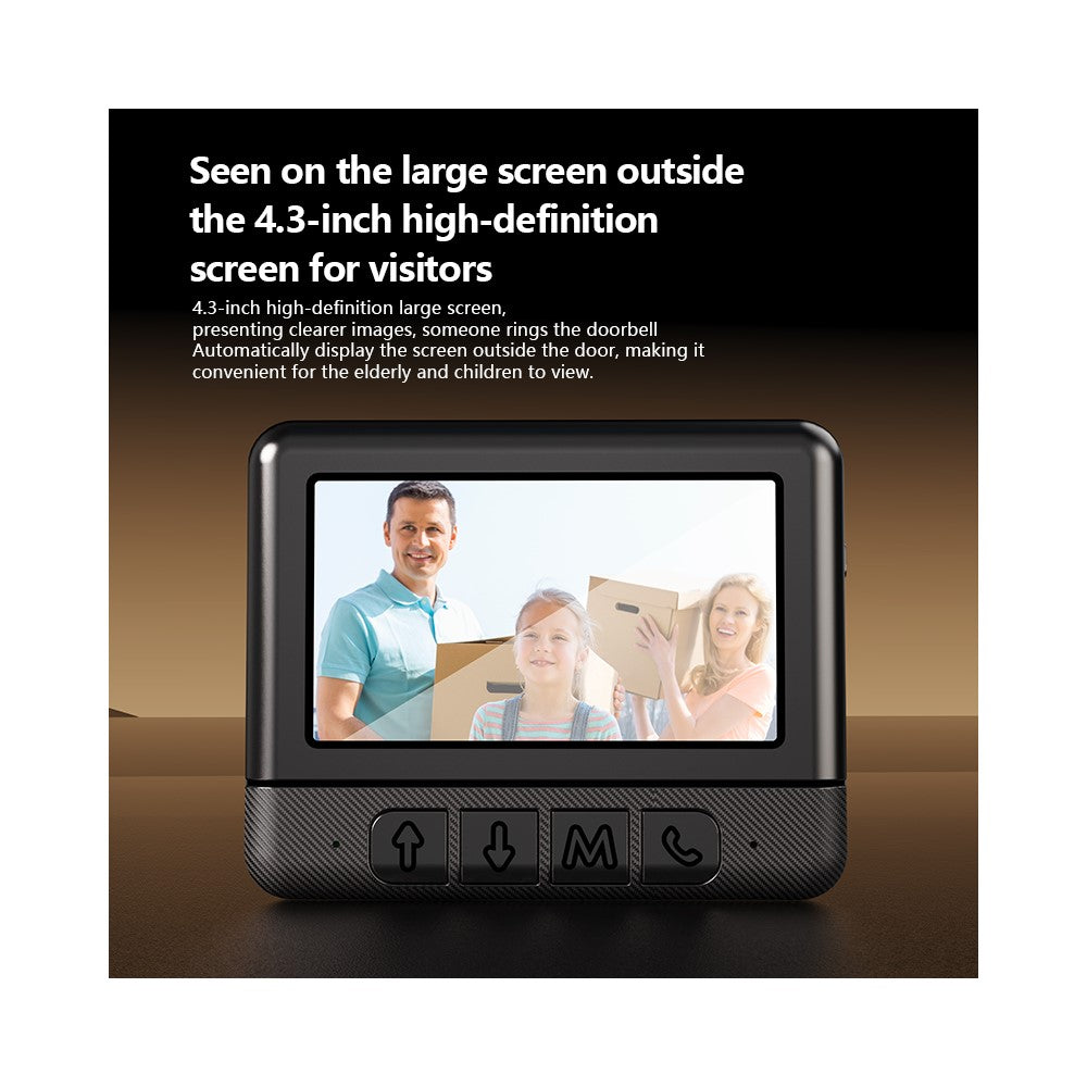 X6 Smart Video Doorbell Camera with 64G Memory Card 4.3 inch Display Wireless Intercom Infrared HD Night Vision