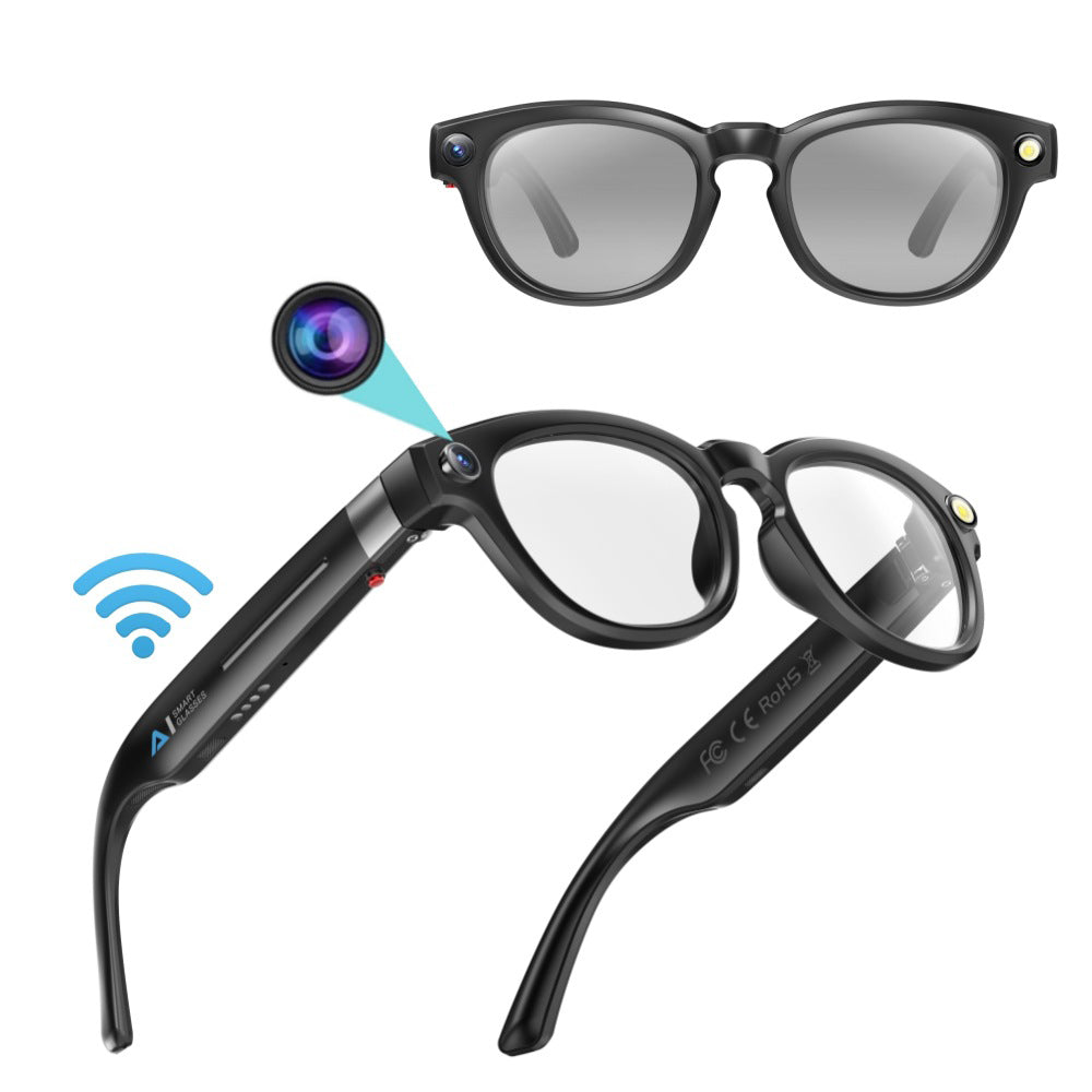 Q8 AI Translator Smart Glasses 8MP HD Camera Video Recording Bluetooth-compatible Call Music Eyeglasses, 32GB Storage