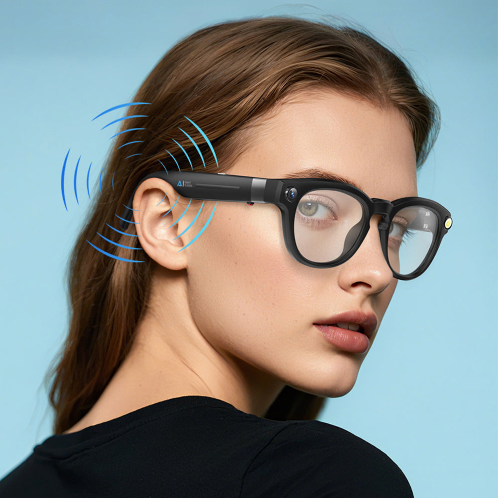 Q8 AI Translator Smart Glasses 8MP HD Camera Video Recording Bluetooth-compatible Call Music Eyeglasses, 32GB Storage