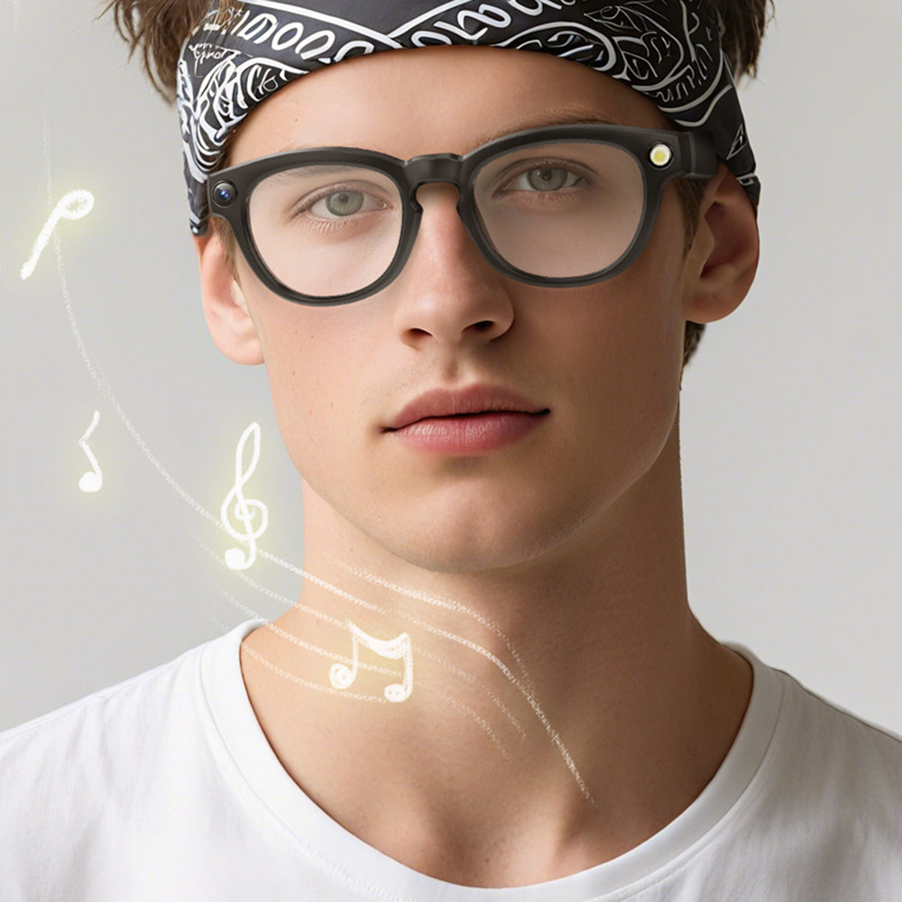 Q8 AI Translator Smart Glasses 8MP HD Camera Video Recording Bluetooth-compatible Call Music Eyeglasses, 32GB Storage