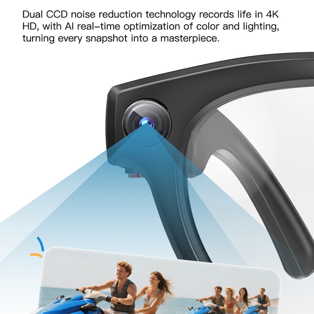 Q8 AI Translator Smart Glasses 8MP HD Camera Video Recording Bluetooth-compatible Call Music Eyeglasses, 32GB Storage